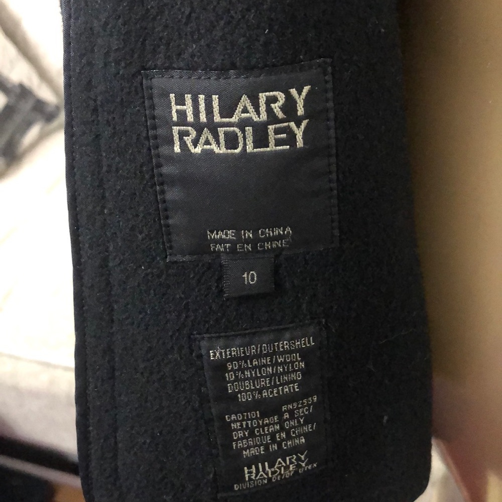 HILARY RADLEY WOOL BLACK COAT 10 - Picture 5 of 9
